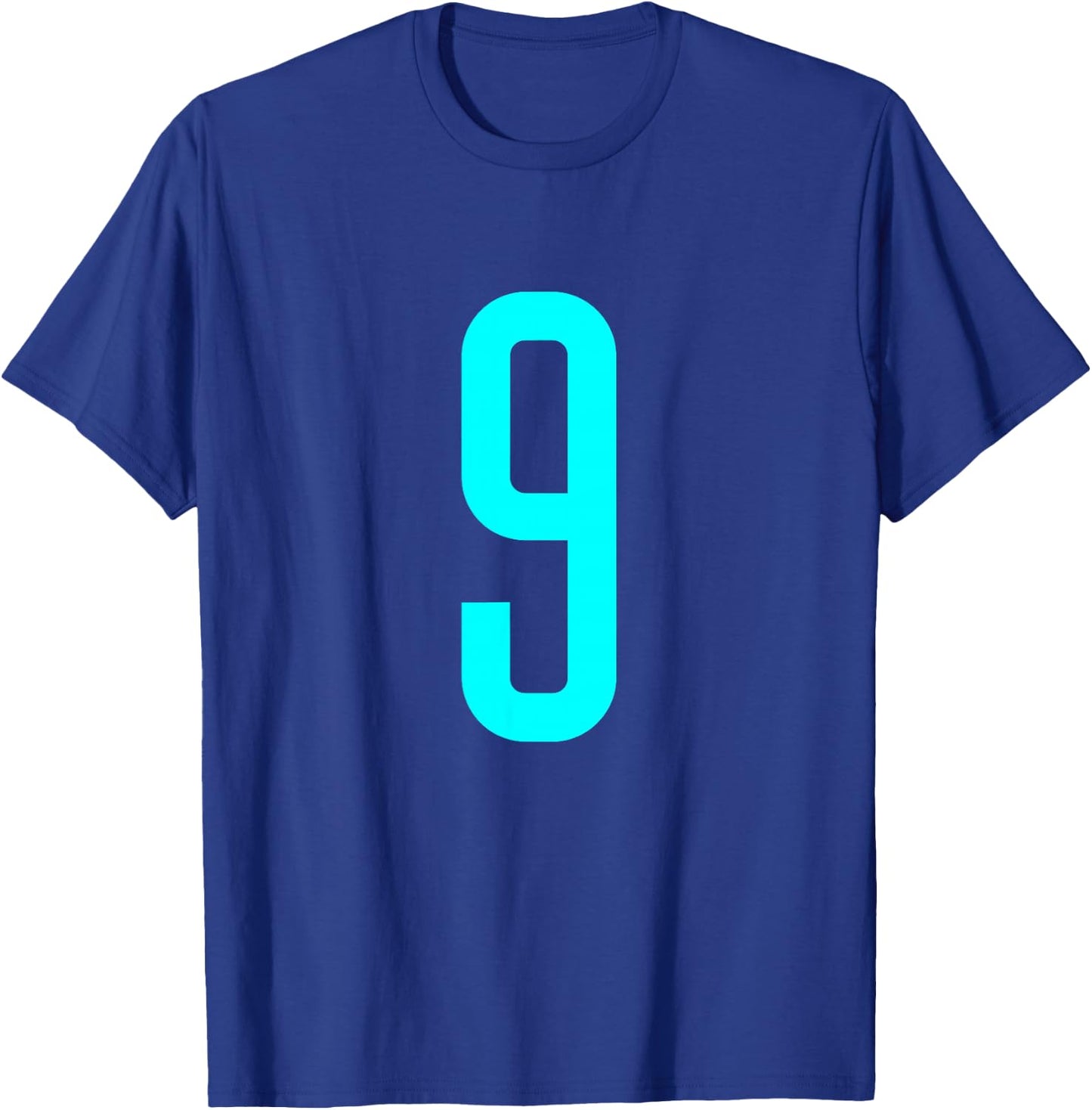 Number 9 Cyan Sports Team T-Shirt - T-Shirt | Royal