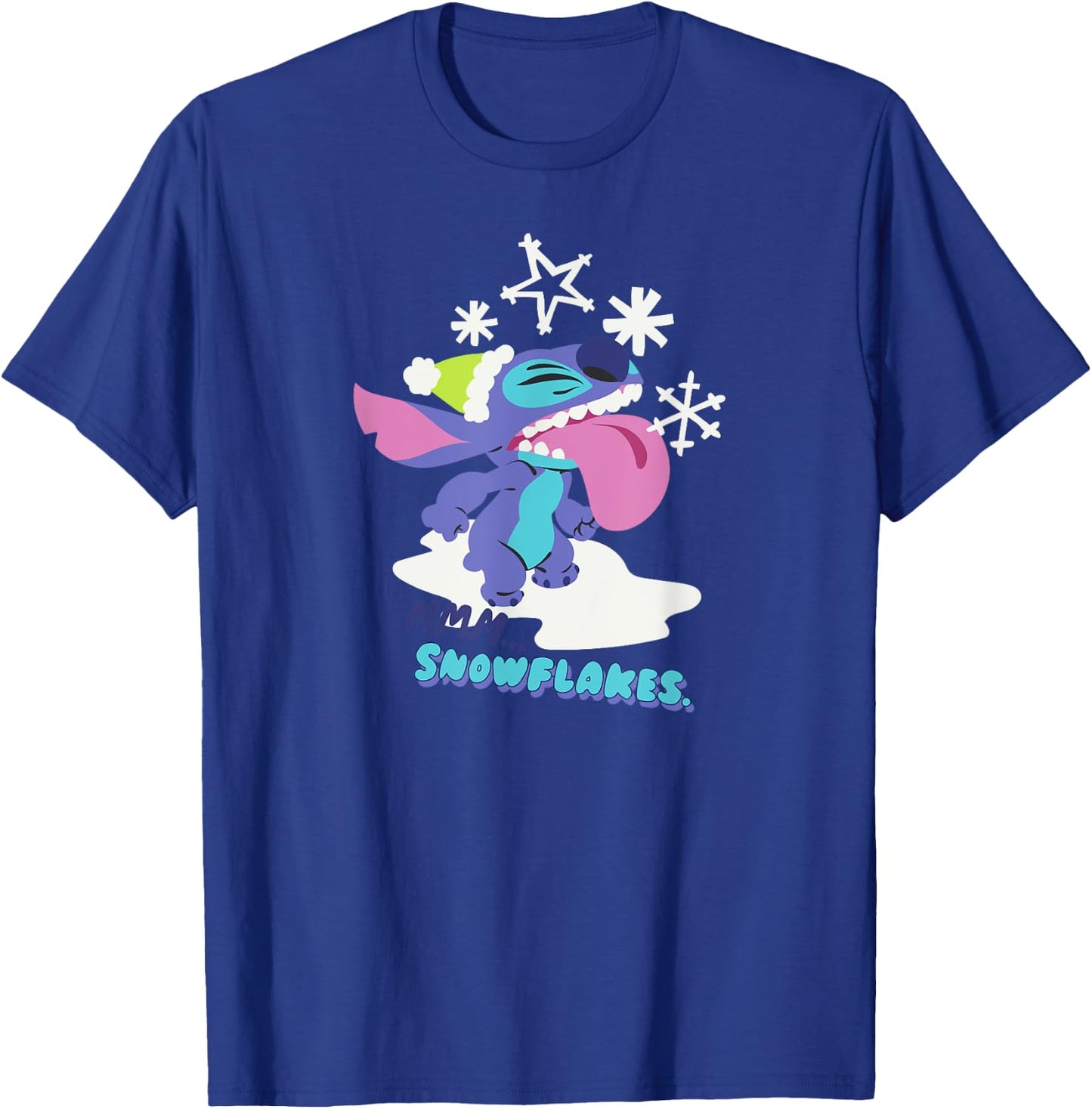 Amazon Essentials Stitch Wintertime Catching Snowflakes T-Shirt - T-Shirt | Royal