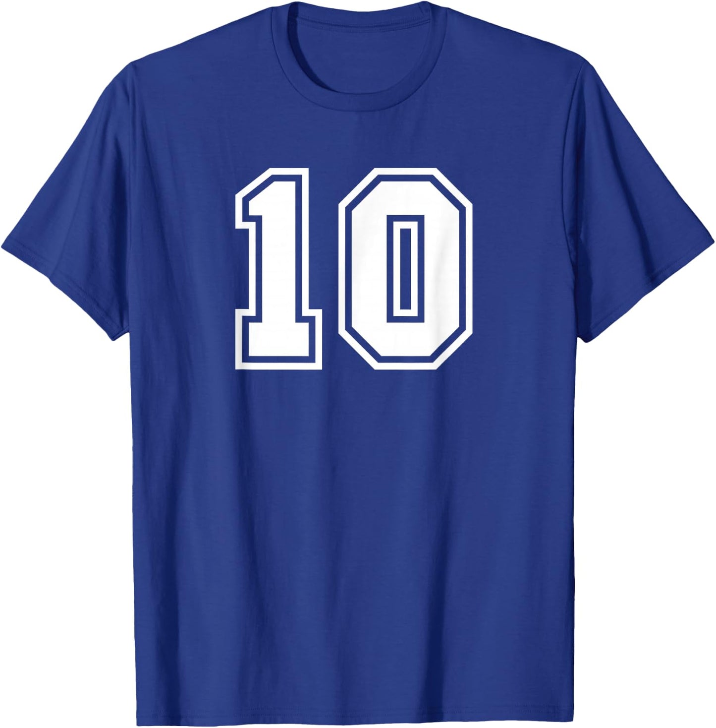 Number #10 Sport White Number T-Shirt - T-Shirt | Royal