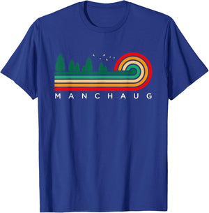 Evergreen Vintage Stripes Manchaug, Massachusetts T-Shirt - T-Shirt | Royal