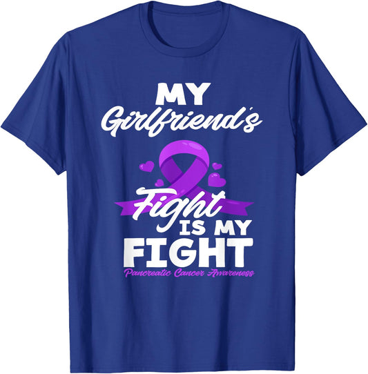 Girlfriend's Fight Is My Fight Pancreatic Cancer Awareness T-Shirt - T-Shirt | Royal