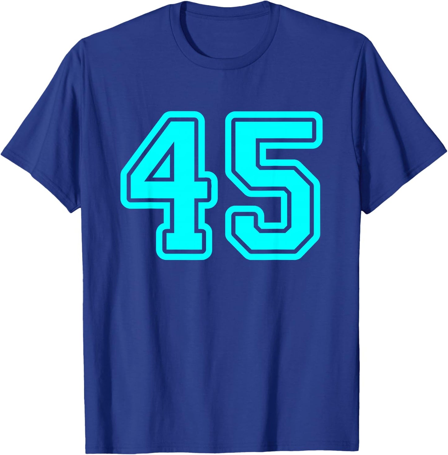Number #45 Cyan Sport Varsity Number 45 T-Shirt - T-Shirt | Royal