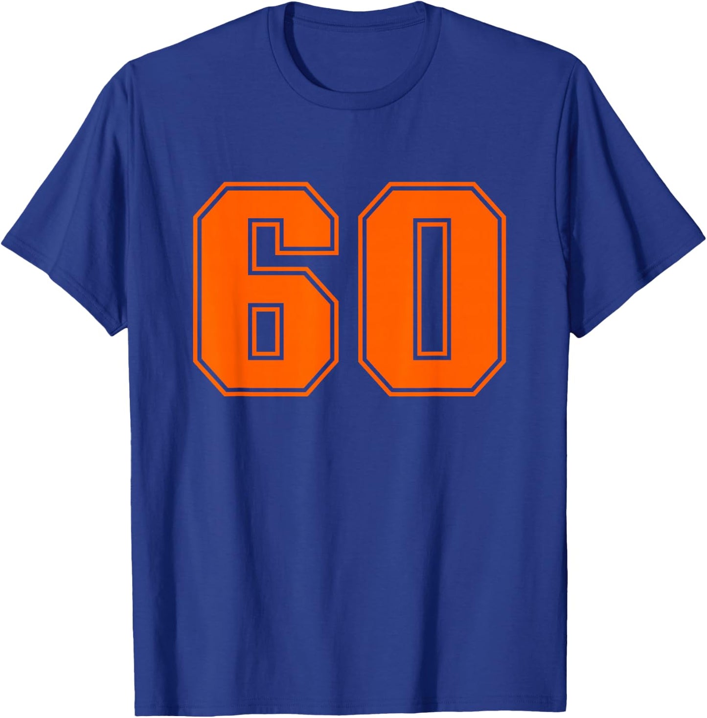 Number #60 Orange Sports Jersey Lucky Number T-Shirt - T-Shirt | Royal