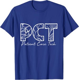 PCT Patient Care Tech Floral Style For Nurse Nurse Week T-Shirt - T-Shirt | Royal