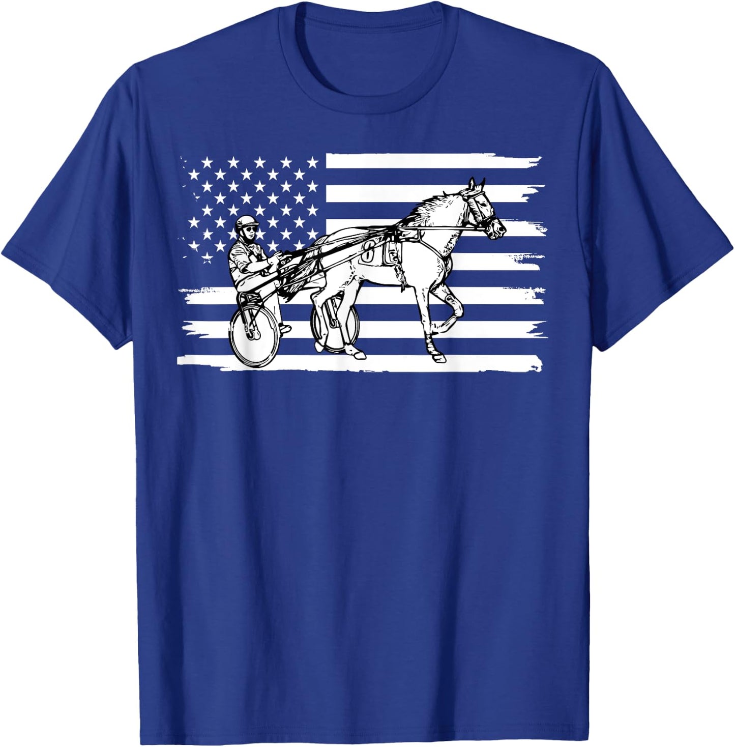 Harness Racing American Flag, Horse Harness Racing Women Kids Men T-Shirt - T-Shirt | Royal