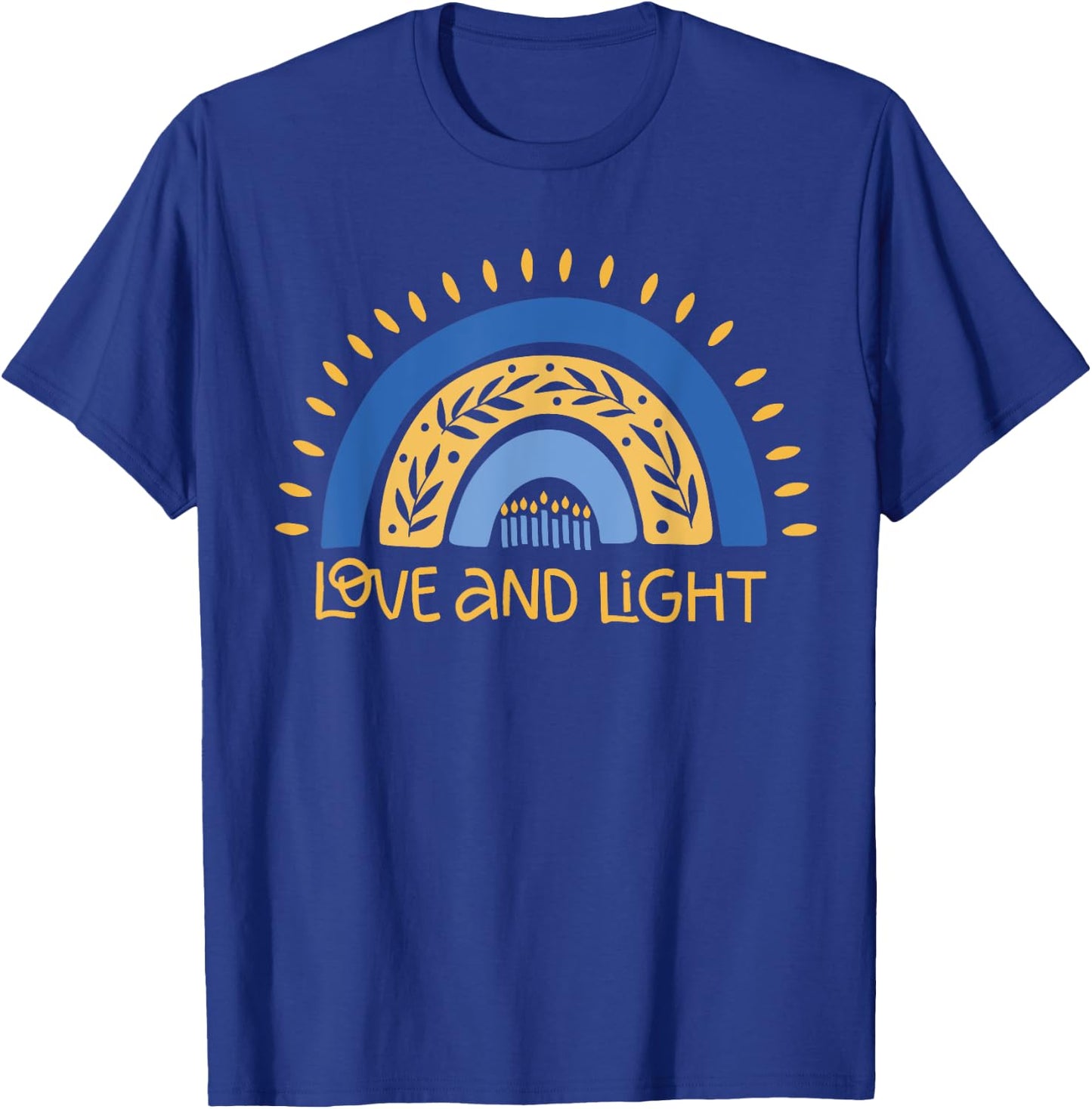 Vintage Love and Light Rainbow Hanukkah T-Shirt - T-Shirt | Royal