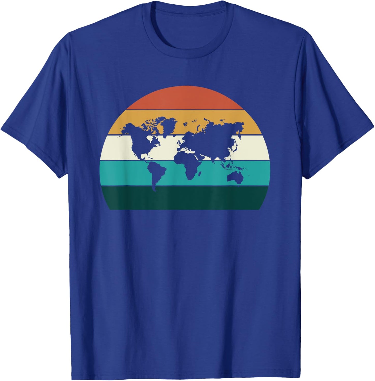 Vintage World Map Retro Cartography Distressed Women Men T-Shirt - T-Shirt | Royal