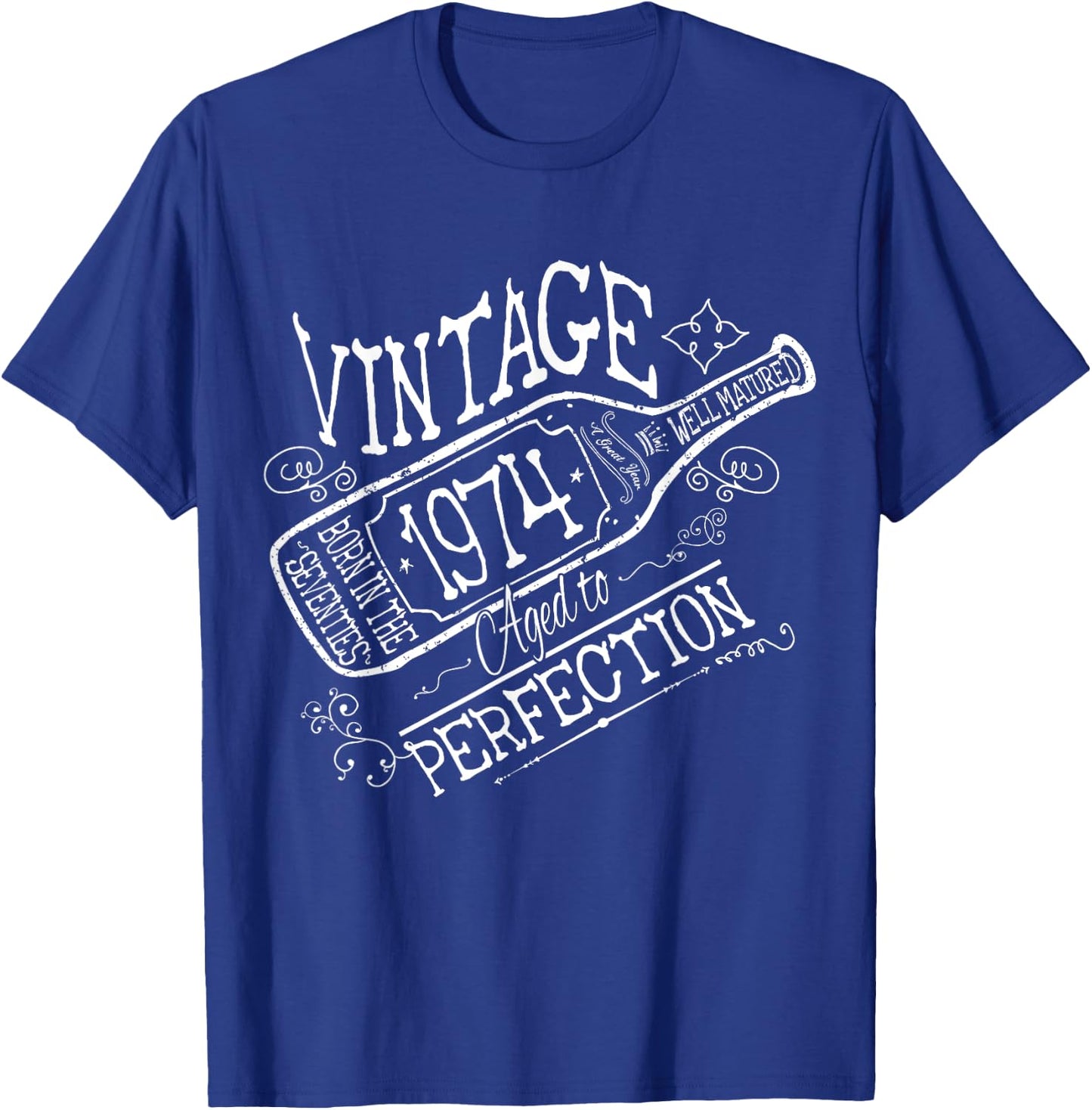 1974 Birthday Wine Lovers Vintage Born in the Seventies T-Shirt - T-Shirt | Royal