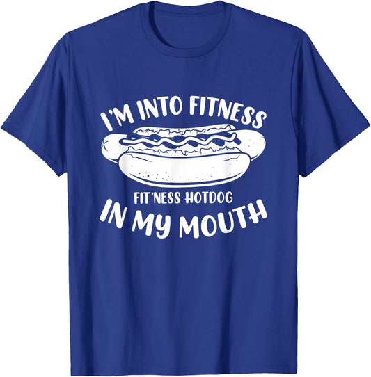 Funny Fitness Hot Dog in my mouth for Hotdog T-Shirt - T-Shirt | Royal