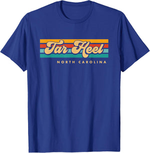 Vintage Sunset Stripes Tar Heel, North Carolina T-Shirt - T-Shirt | Royal