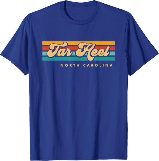 Vintage Sunset Stripes Tar Heel, North Carolina T-Shirt - T-Shirt | Royal