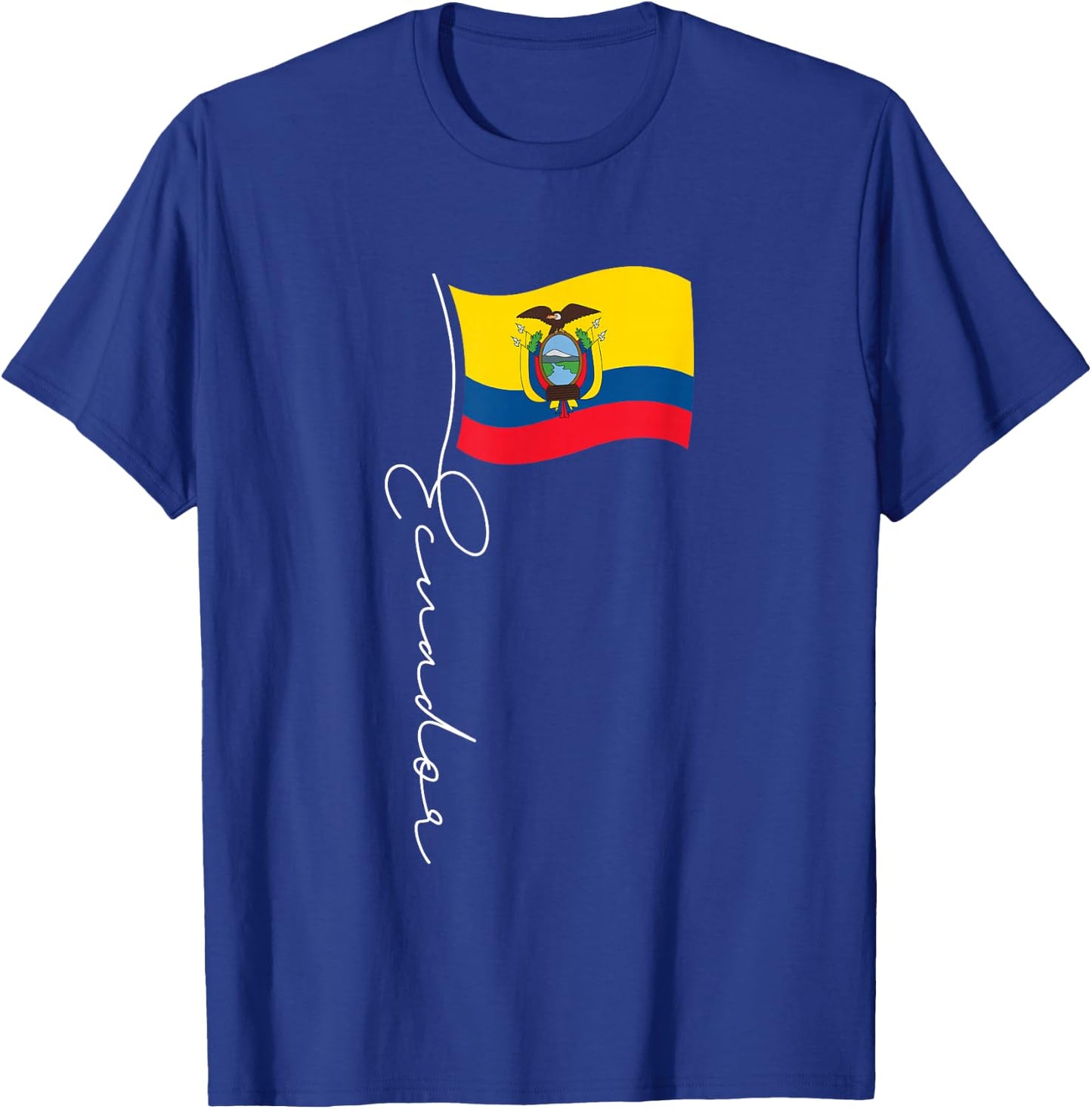 Ecuador Signature Flag Pole - Patriotic Ecuadorian Flag T-Shirt - T-Shirt | Royal