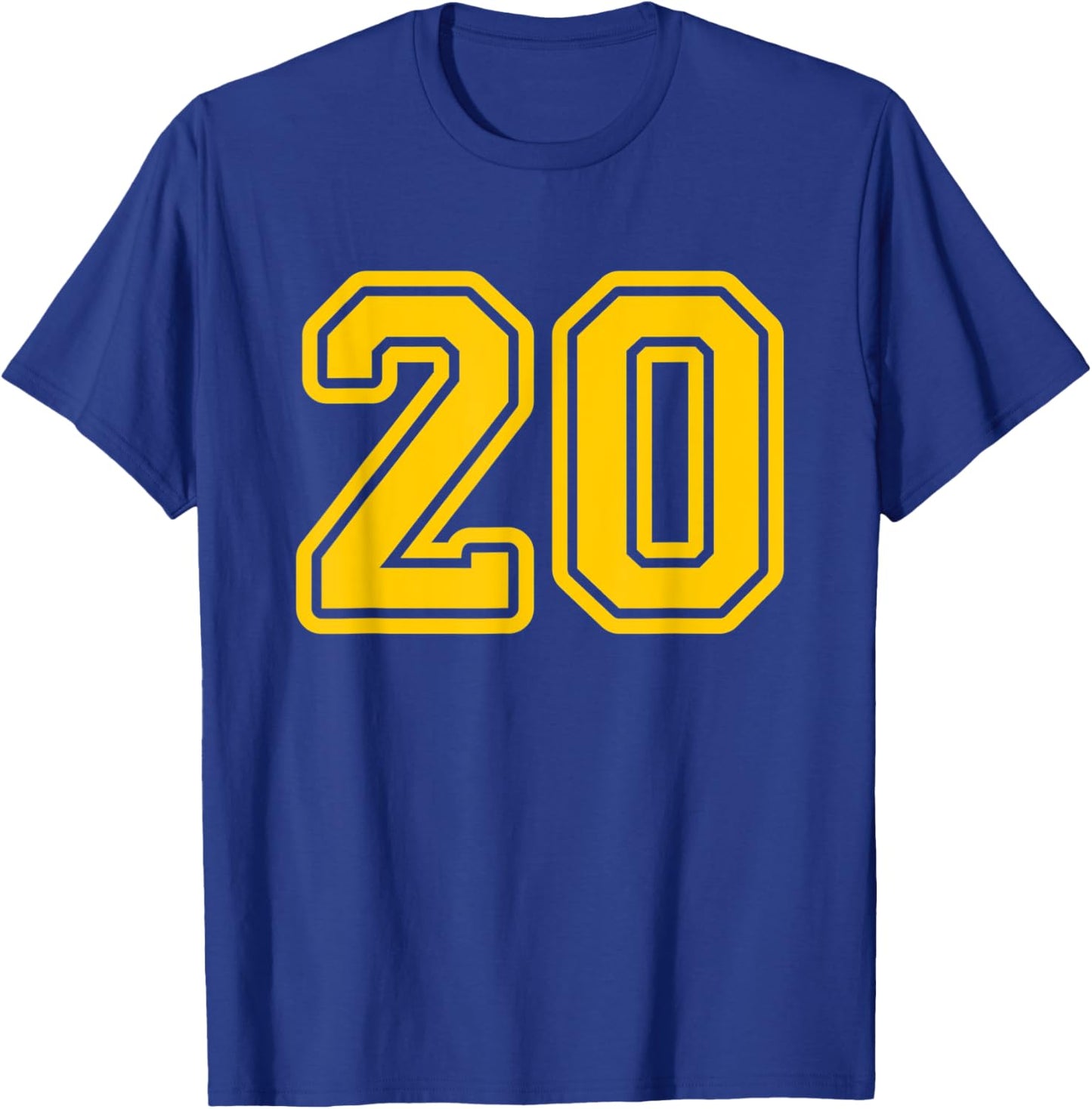 Jersey #20 Golden Yellow Sports Team Jersey Number 20 T-Shirt - T-Shirt | Royal