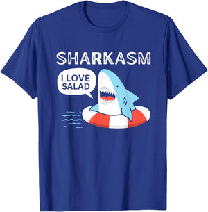 Sharkasm I Love Salad Funny Shark Design T-Shirt - T-Shirt | Royal