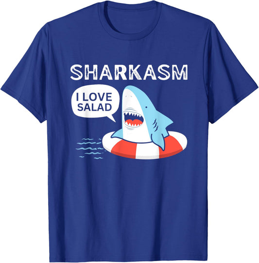 Sharkasm I Love Salad Funny Shark Design T-Shirt - T-Shirt | Royal