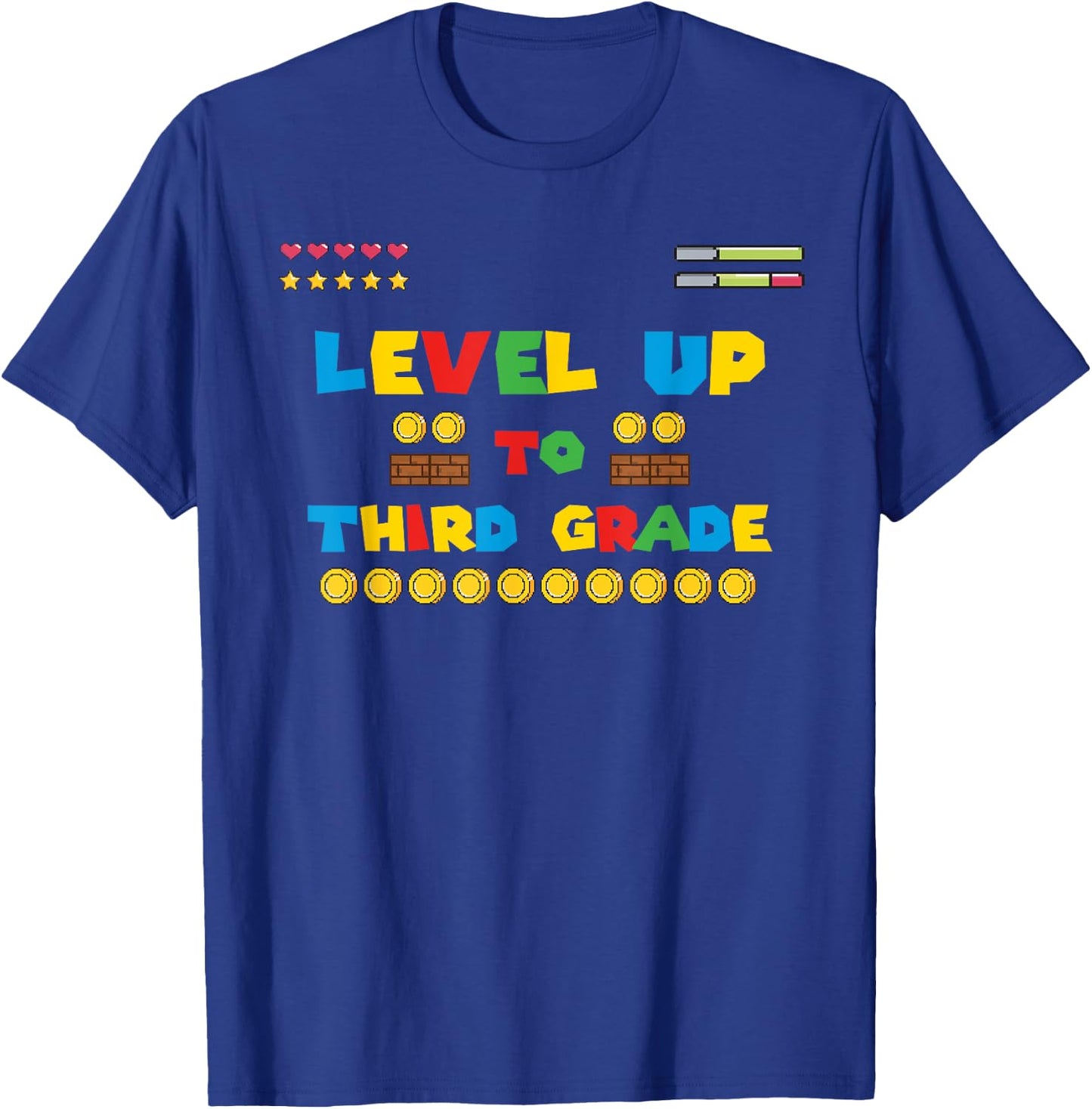 Level Up To Third Grade 3rd Kiddo Game Gaming Back to School T-Shirt - T-Shirt | Royal