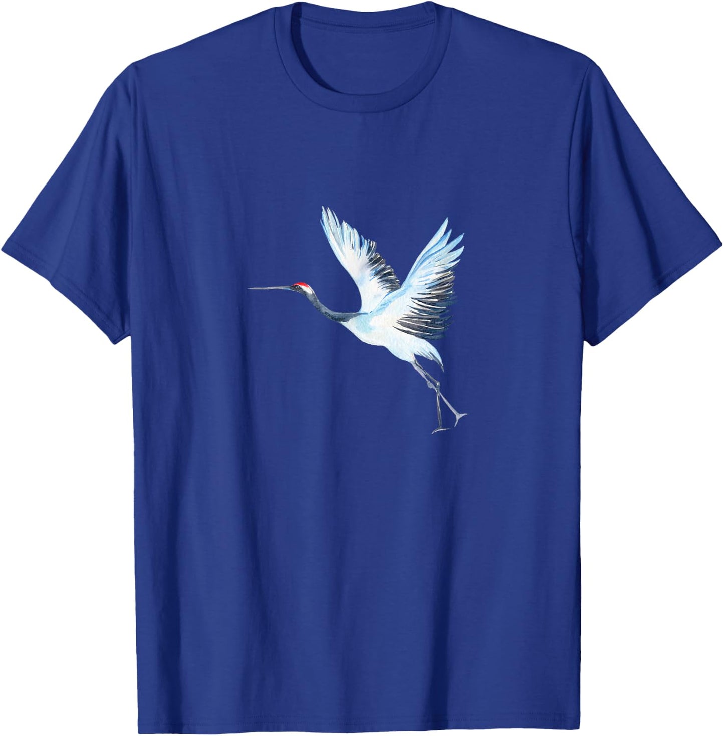 Sandhill Crane Heron Design Illustration Water Color T-Shirt - T-Shirt | Royal