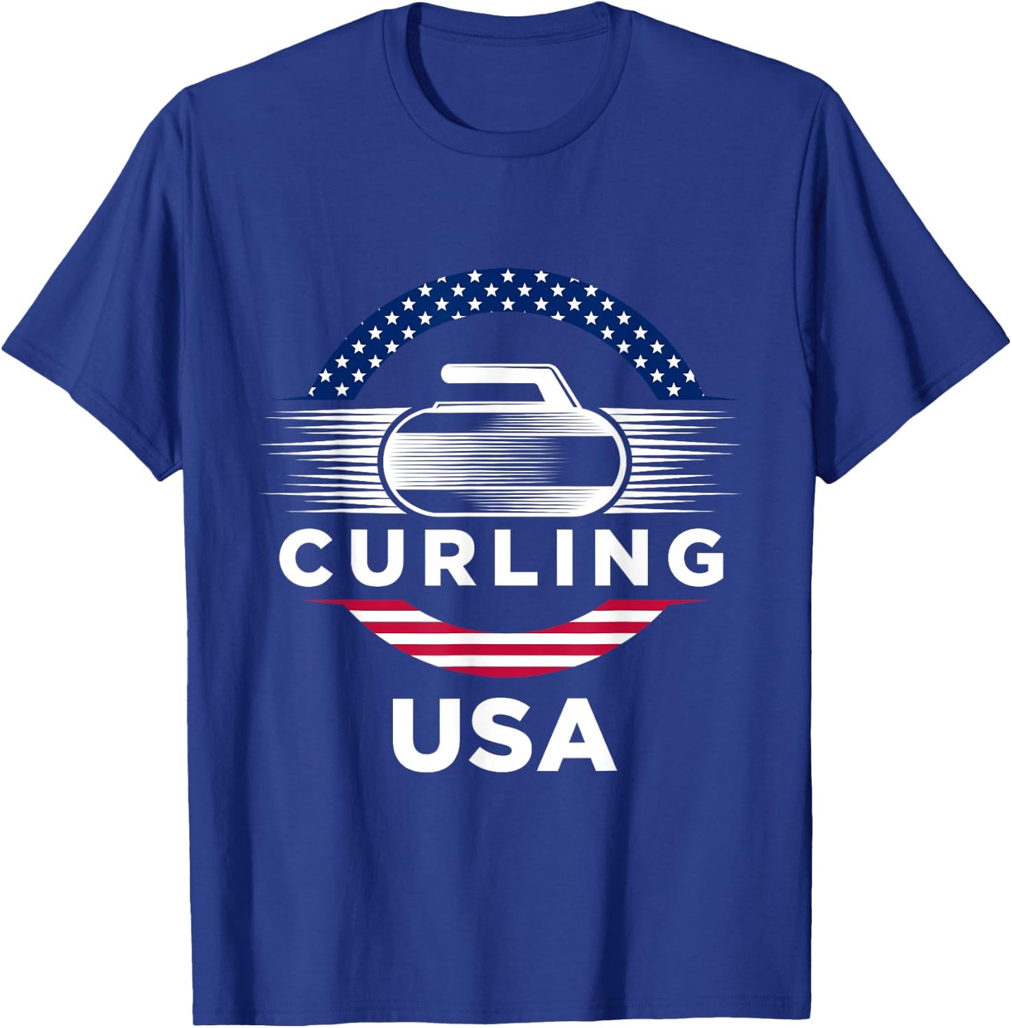 Curling USA Support the Team USA Flag Curl Clean T-Shirt - T-Shirt | Royal