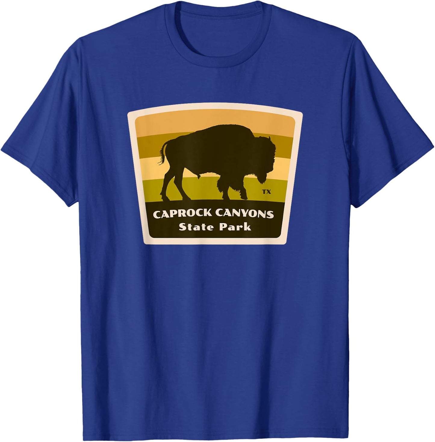Caprock Canyons State Park and Trail Texas TX Bison Badge T-Shirt - T-Shirt | Royal