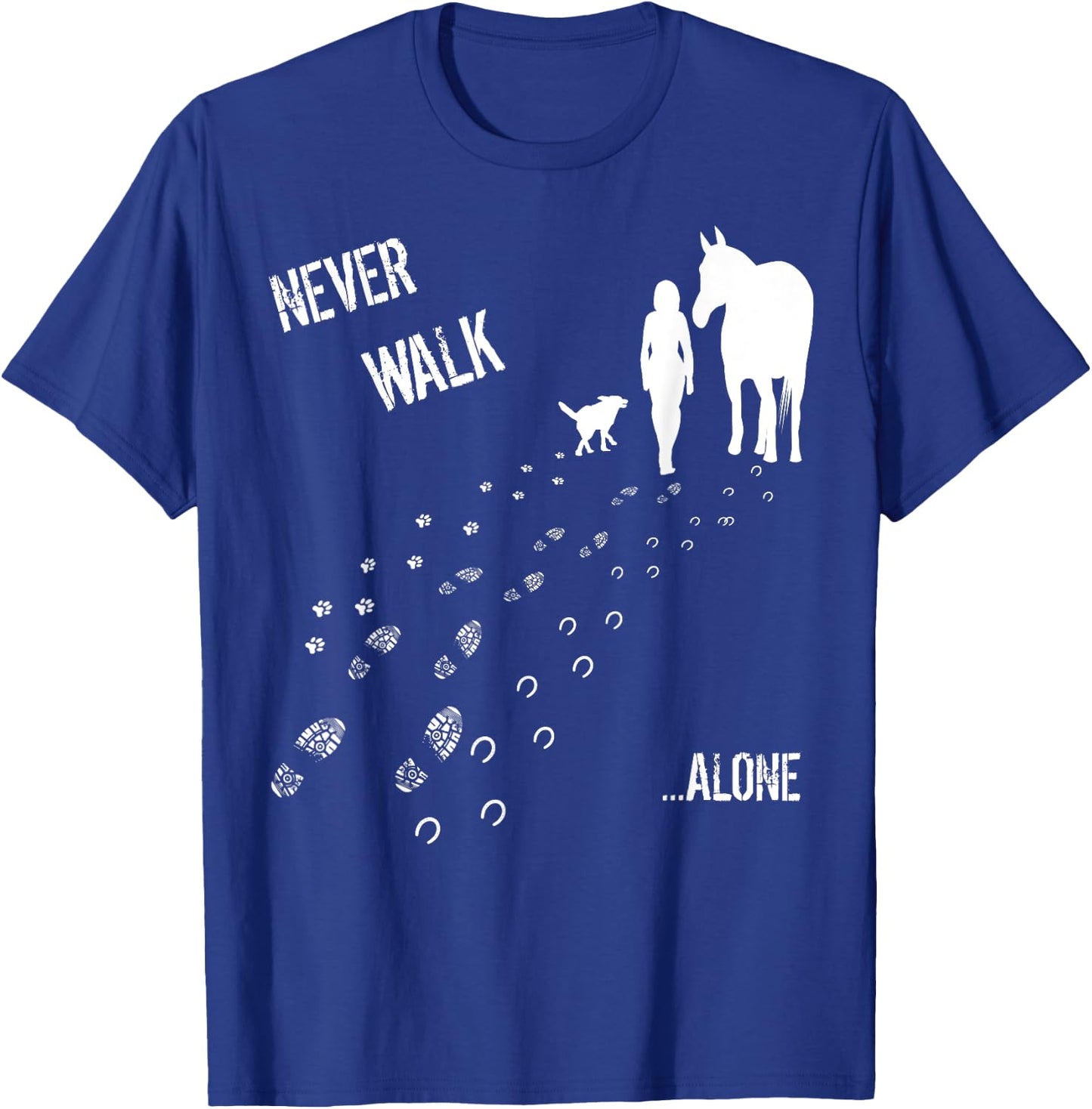 Never Walk Alone Horse, Dog and Rider T-Shirt - T-Shirt | Royal