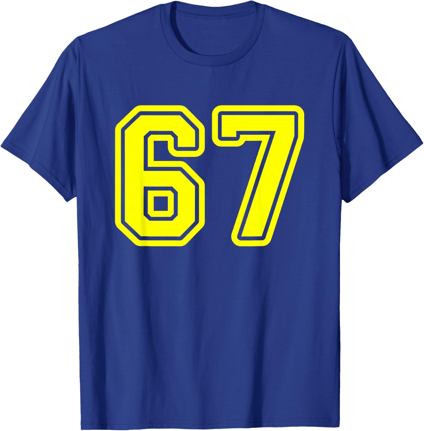 Yellow Sports Team Number #67 T-Shirt - T-Shirt | Royal