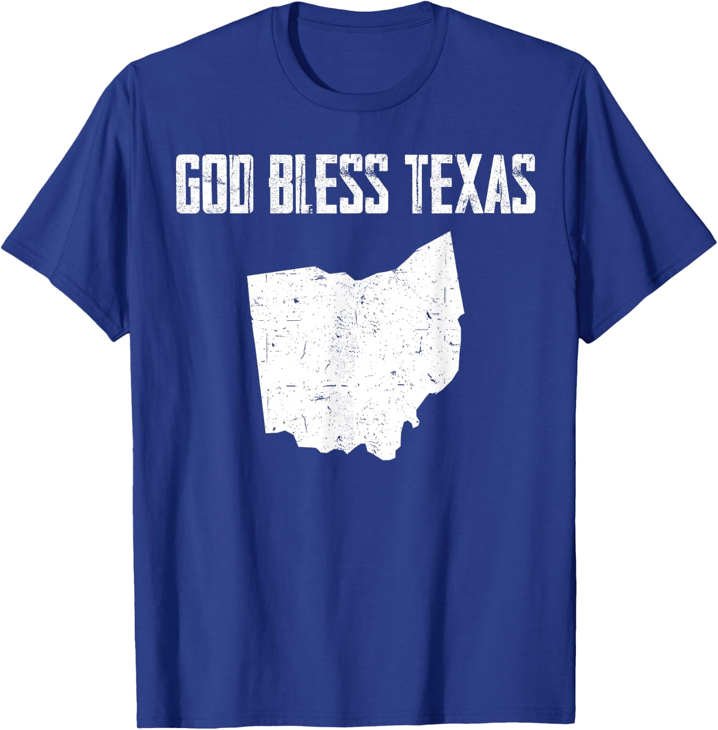 God Bless Texas Ohio Cool Funny Vintage US States Map T-Shirt - T-Shirt | Royal