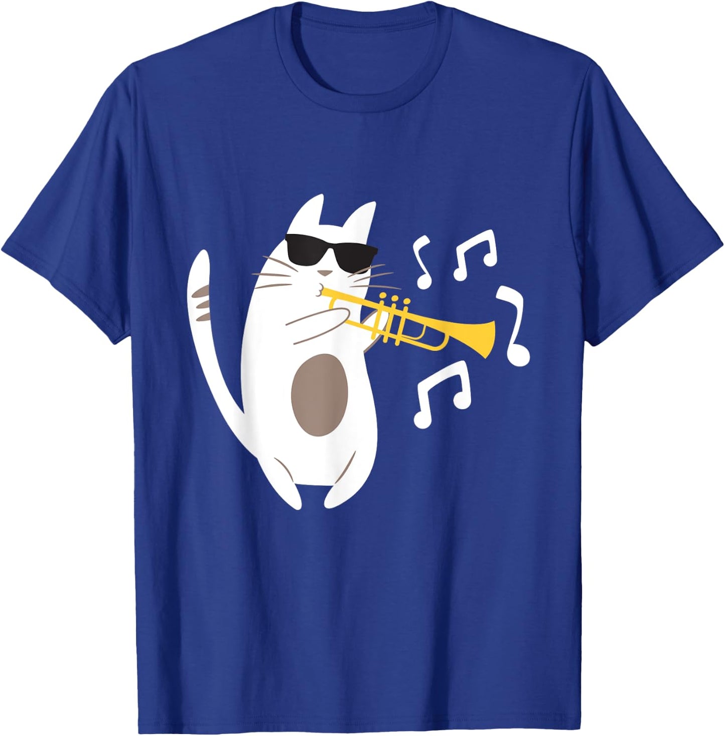 The Trumpeter Cat - Trumpet Player Marching Band Men Women Girls Kids T-Shirt - T-Shirt | Royal