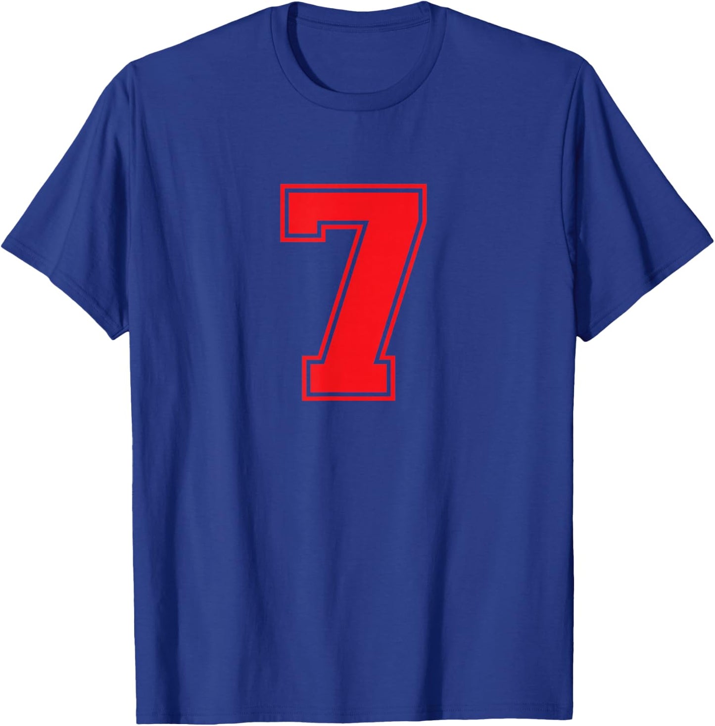 Number #7 Sport Red Varsity Number T-Shirt - T-Shirt | Royal