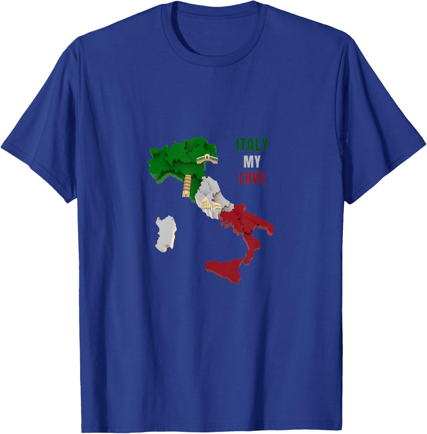 Italy Map Italian Shoe Green White Red Italy Flag Men Women T-Shirt - T-Shirt | Royal