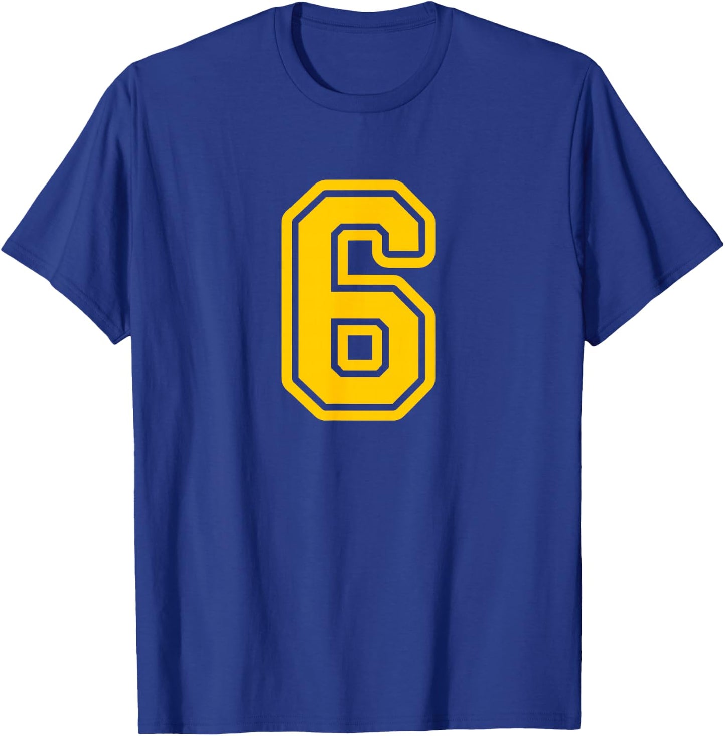 Yellow Sports Team Number #6 T-Shirt - T-Shirt | Royal