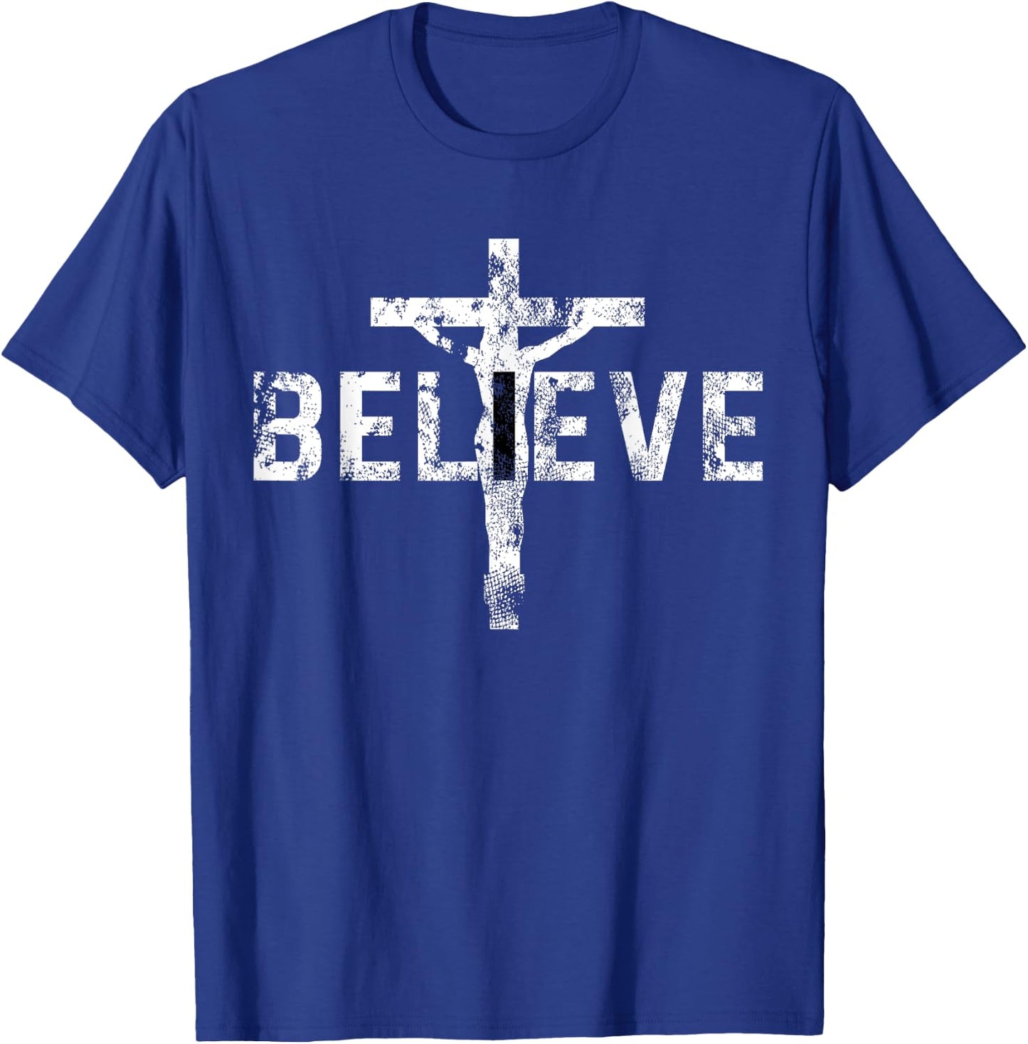 Believe Cross Christian Jesus Christ Religious Faith T-Shirt - T-Shirt | Royal