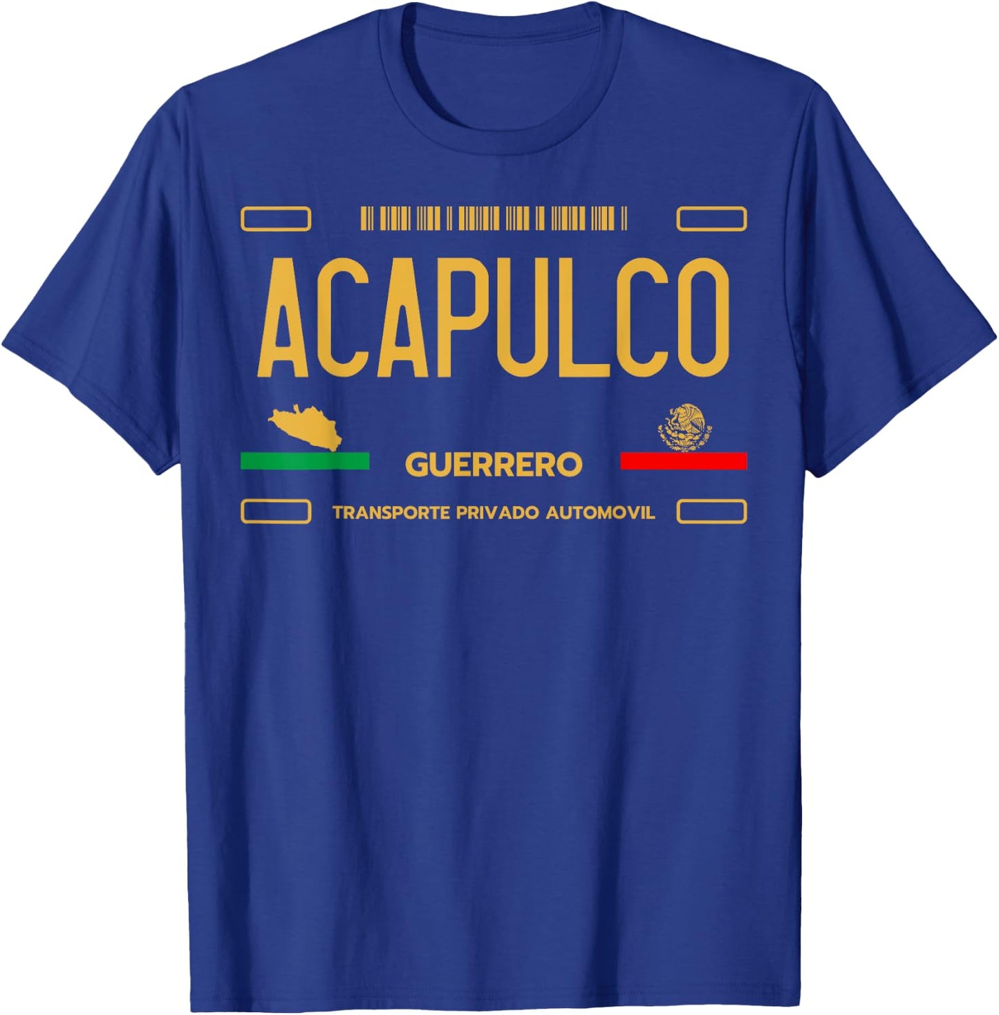 Acapulco License Plate, Acapulco Guerrero, Acapulco T-Shirt - T-Shirt | Royal
