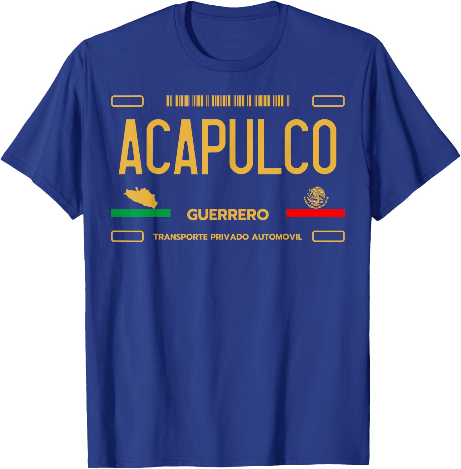 Acapulco License Plate, Acapulco Guerrero, Acapulco T-Shirt - T-Shirt | Royal