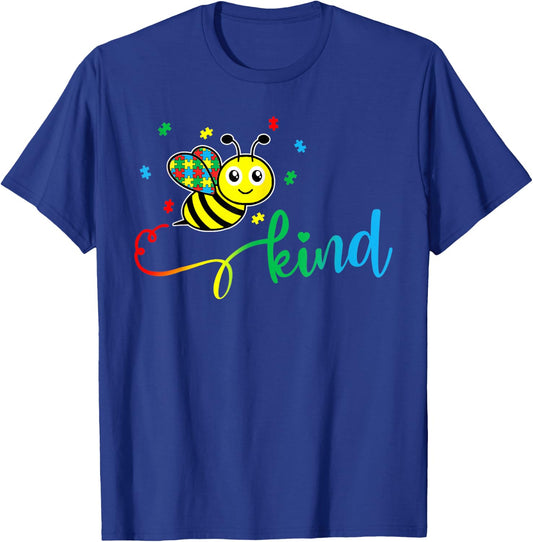 Bee Kind Autism Awareness Month Gift T-Shirt - T-Shirt | Royal