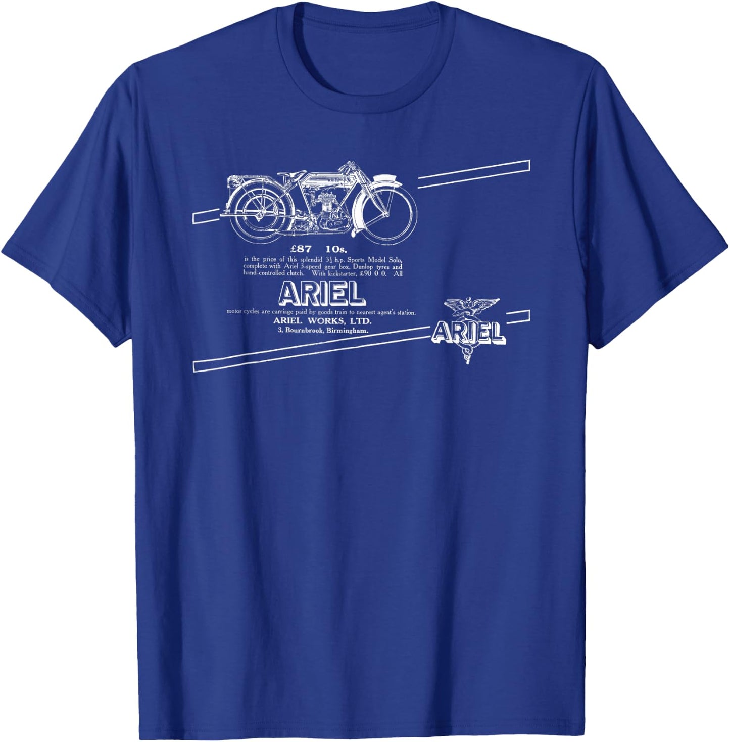 1922 Ariel Motorcycles Birmingham England T-Shirt - T-Shirt | Royal