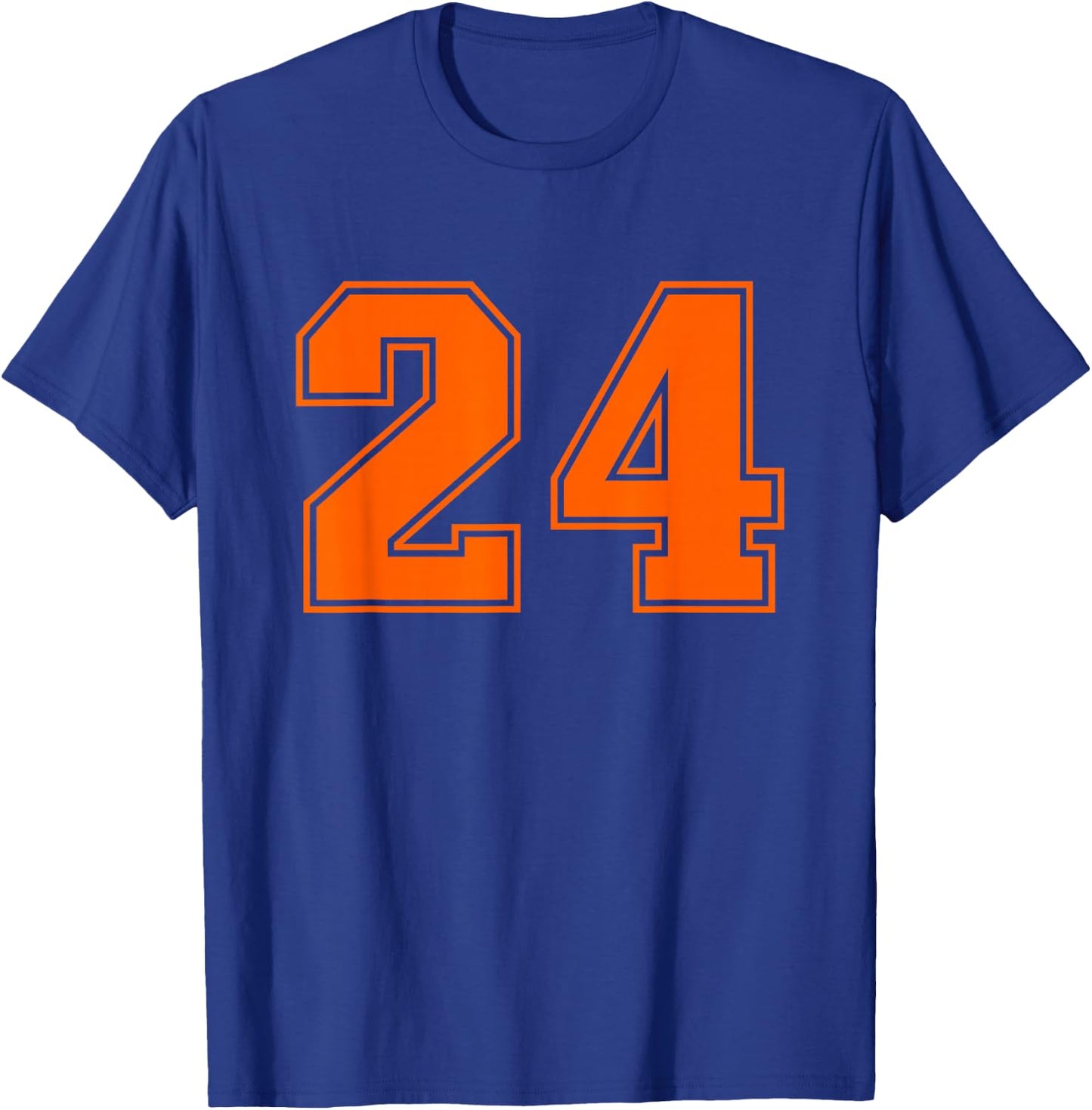 Number #24 Orange Varsity Number T-Shirt - T-Shirt | Royal