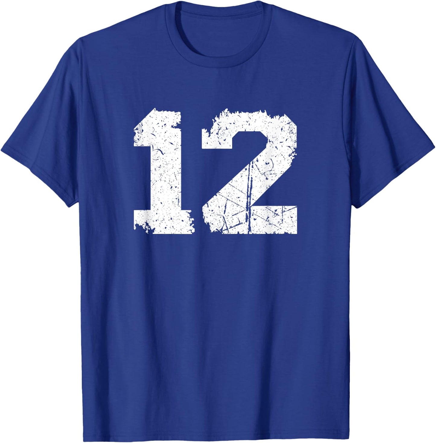 Number #12 Sports Jersey Vintage Torn White Lucky Number T-Shirt - T-Shirt | Royal