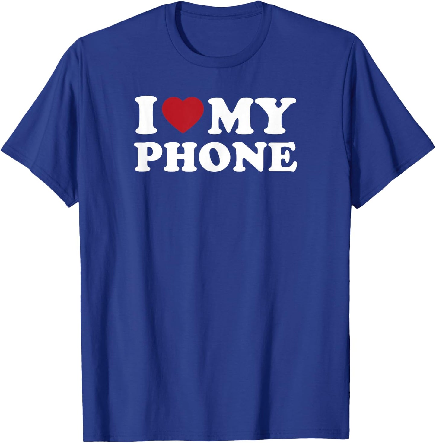 I Love My Phone Retro Heart Text Design T-Shirt - T-Shirt | Royal