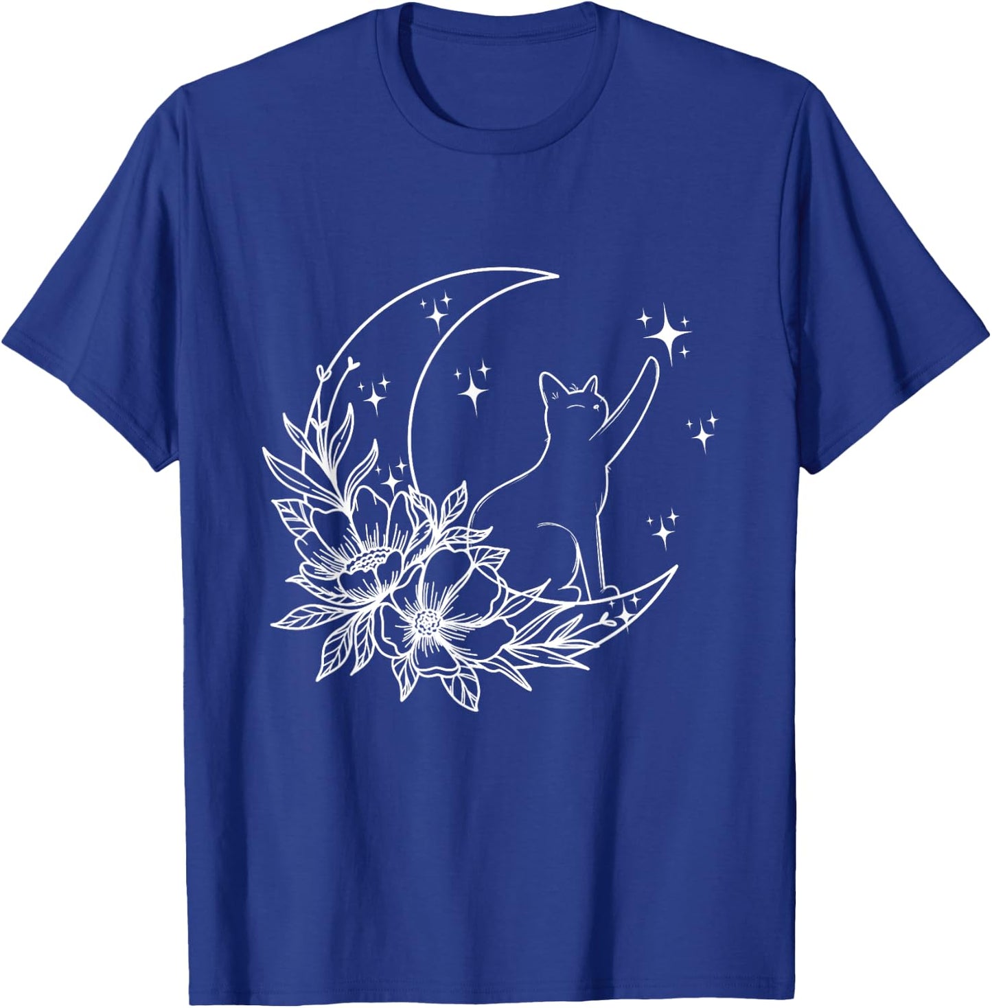 Crescent Moon Cat Star Mystical Celestial Women Girls Kids T-Shirt - T-Shirt | Royal