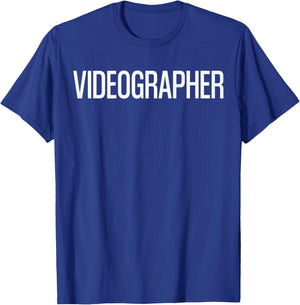 Bold Videographer Text PRINT ON BACK | Film Crew T-Shirt - T-Shirt | Royal