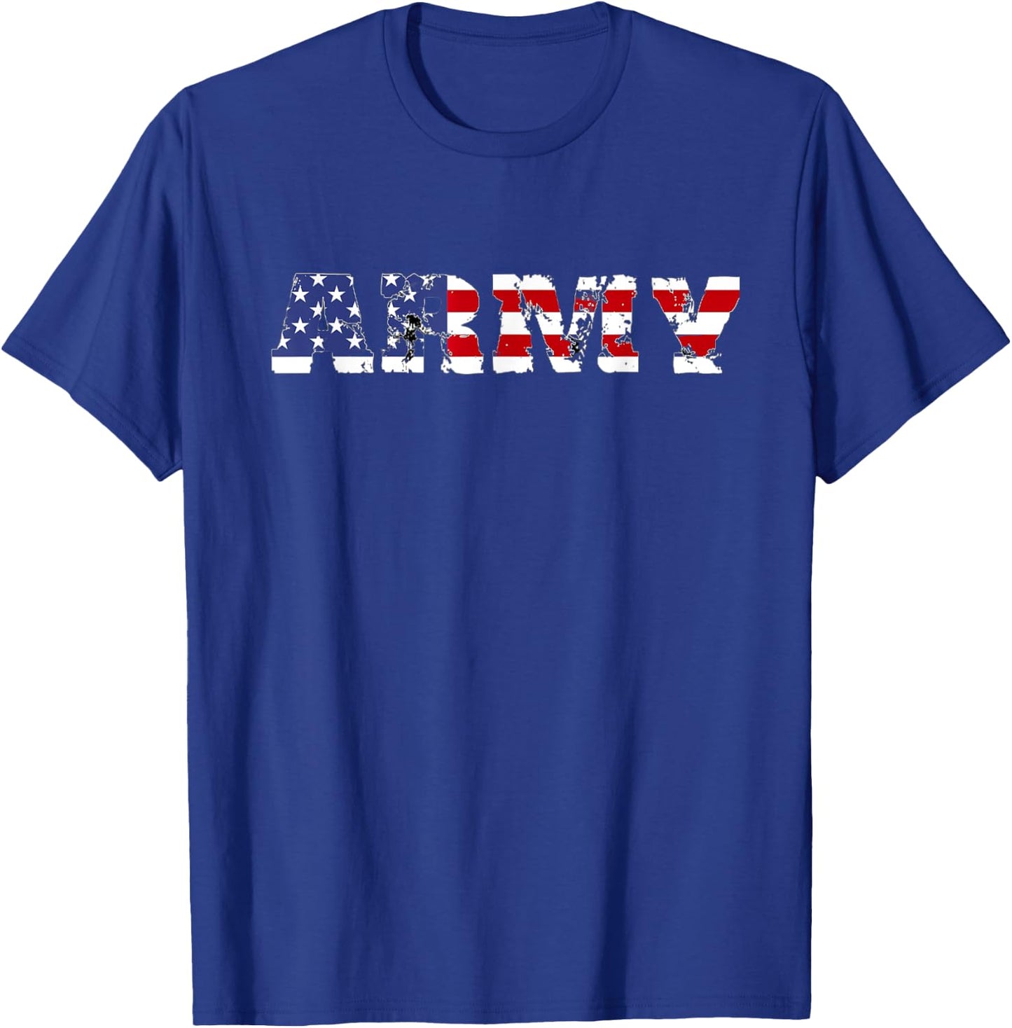 Army US Flag Pattern Distressed Font Rustic US Army US Flag T-Shirt - T-Shirt | Royal