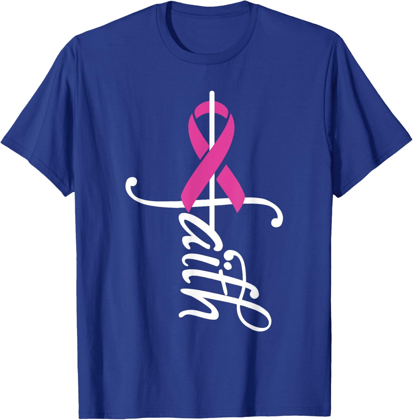 Faith Cancer Support - Ribbon Breast Cancer Awareness T-Shirt - T-Shirt | Royal