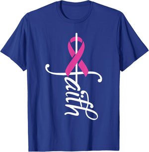 Faith Cancer Support - Ribbon Breast Cancer Awareness T-Shirt - T-Shirt | Royal