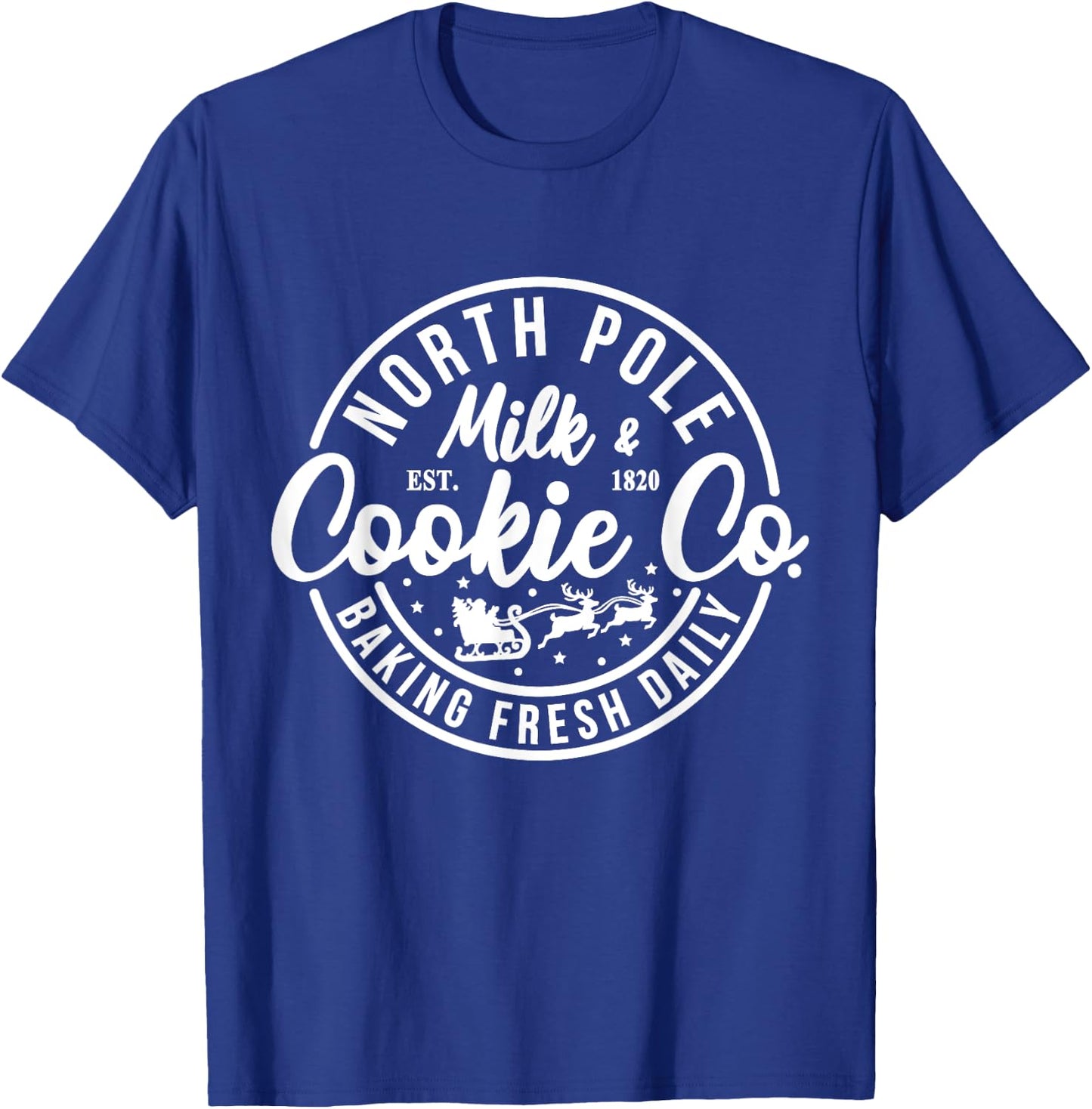 North Pole Milk And Cookie Co Funny Baking Christmas Costume T-Shirt - T-Shirt | Royal