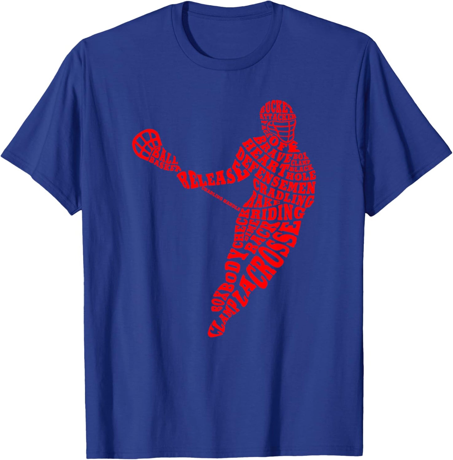 Lacrosse Player Typography Word Art T-Shirt - T-Shirt | Royal