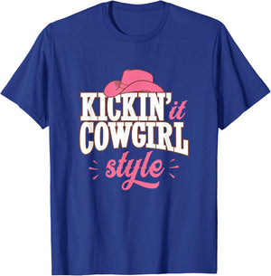 Cowgirl Style Country Western Rodeo Women Girls T-Shirt - T-Shirt | Royal