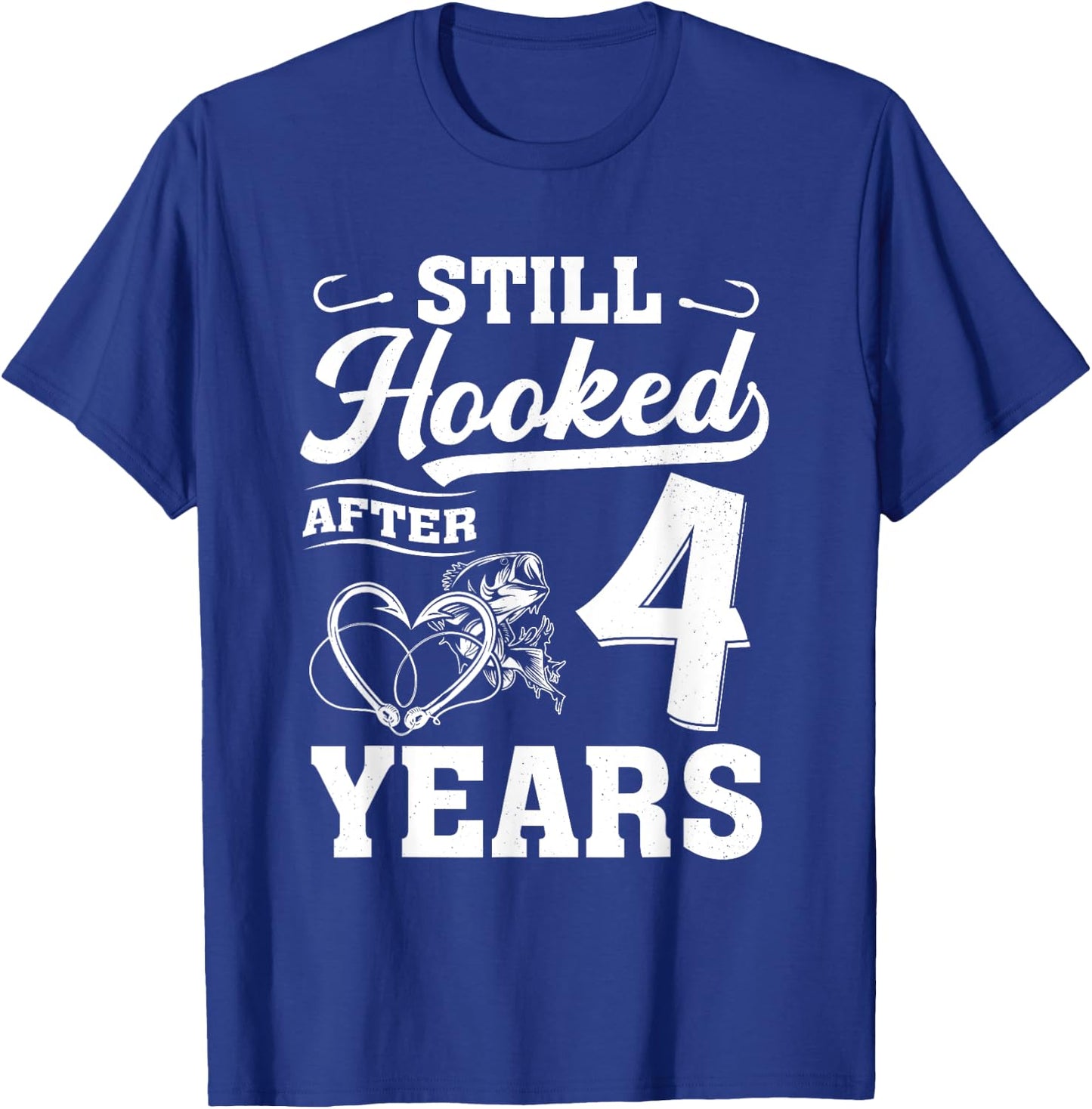 Fishing Couple 4 Years Anniversary 4th Wedding Celebration T-Shirt - T-Shirt | Royal