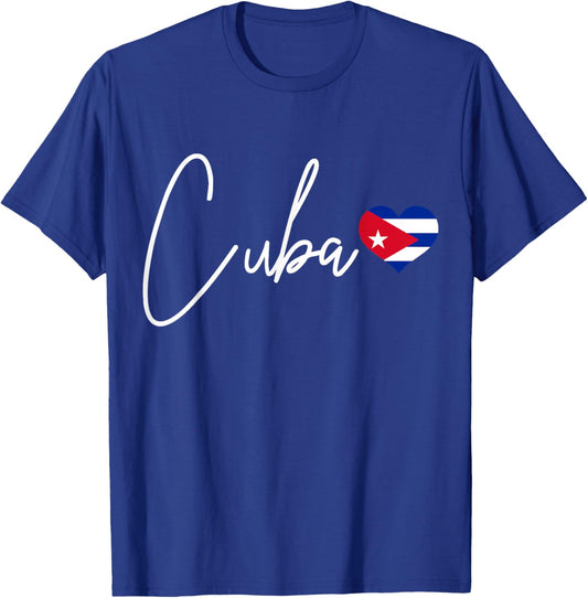 Cuba Heart Pride Cuban Flag T-Shirt - T-Shirt | Royal