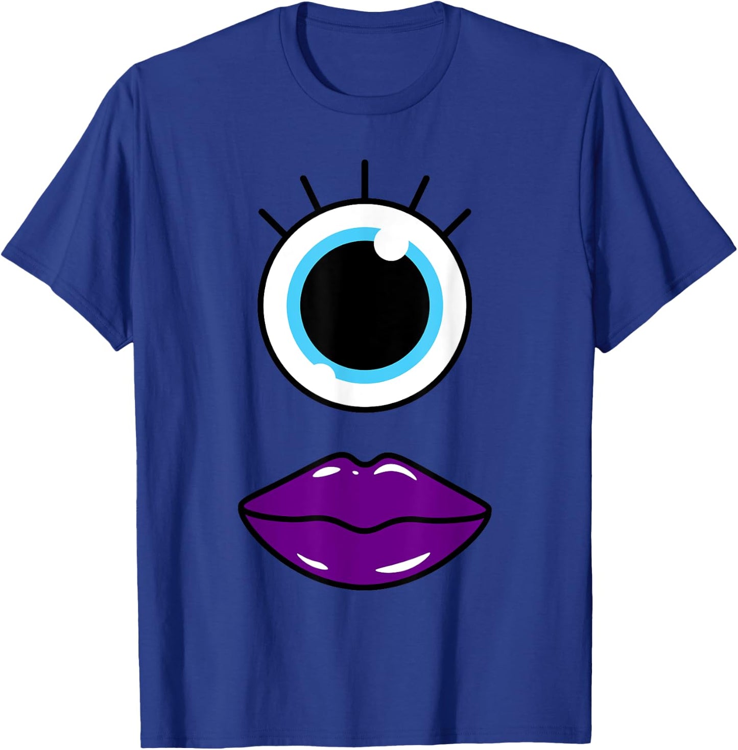 Funny Cute Goth Monster Face Eyeball Easy Halloween Costume T-Shirt - T-Shirt | Royal