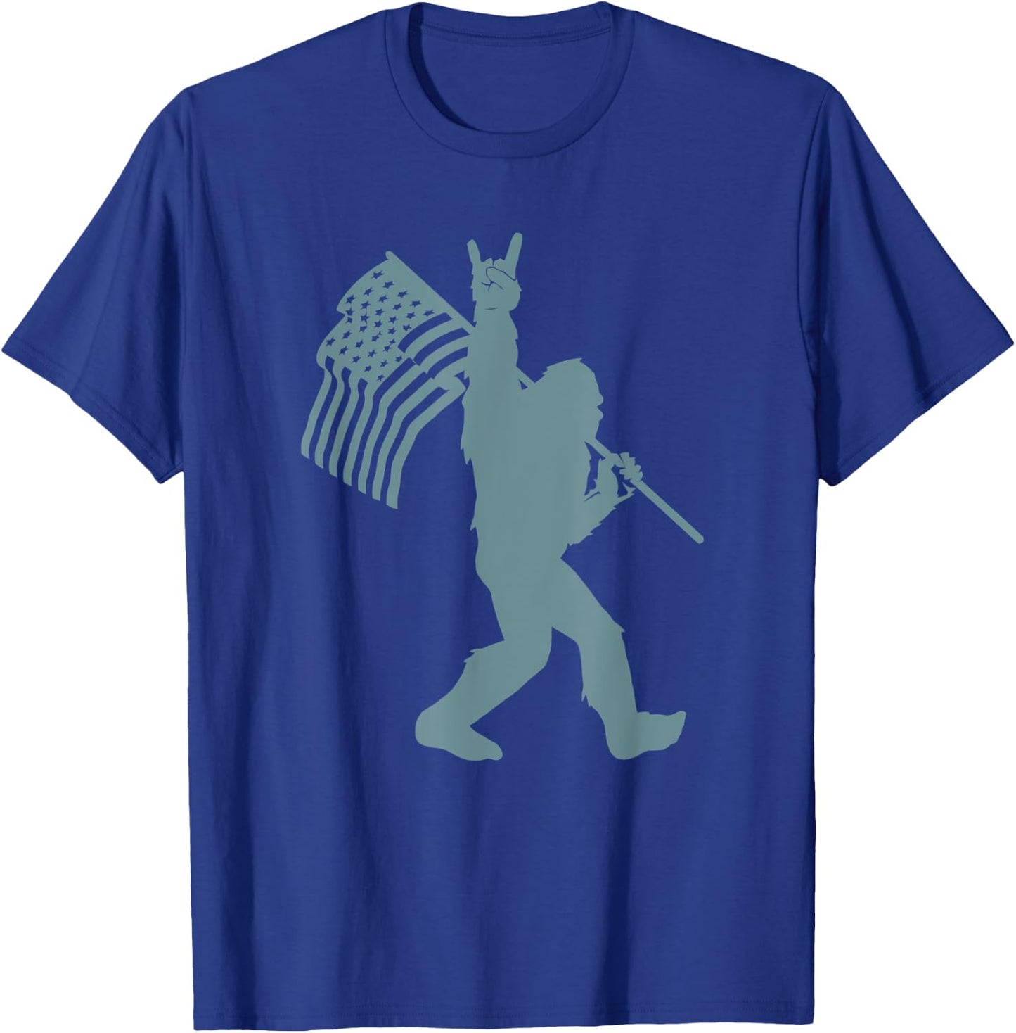 Funny Rock On Bigfoot Sasquatch Rock And Roll USA Flag Kids Men T-Shirt - T-Shirt | Royal